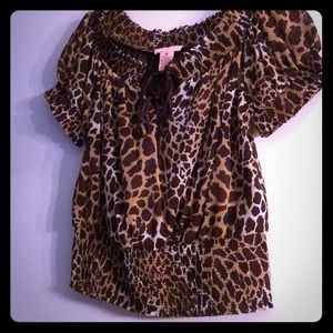 Candies Gold Accented Animal Print Blouse -M